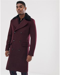 Двубортное oversize пальто премиум с добавлением шерсти и воротником из искусственного меха Devils advocate