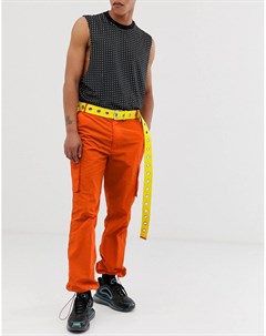 Оранжевые брюки карго с карманами Jaded london