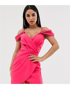 Розовое асимметричное платье мини с открытыми плечами Club l london petite