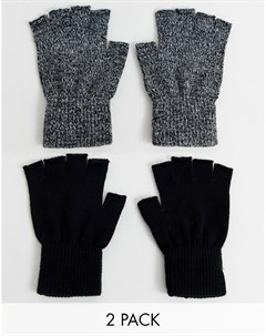 Набор из 2 пар перчаток без пальцев New look