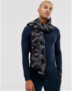 Черно серый шарф с камуфляжным принтом Replay