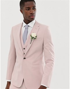 Розовый свадебный приталенный пиджак Burton menswear