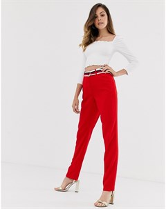 Красные строгие брюки с поясом Morgan