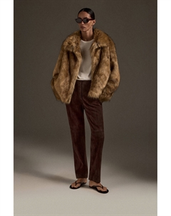 Шуба с имитацией меха лисы янтарного цвета 2mood