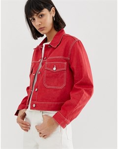 Красная джинсовая куртка из переработанных материалов Weekday