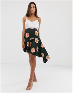 Асимметричная юбка с цветочным принтом Love