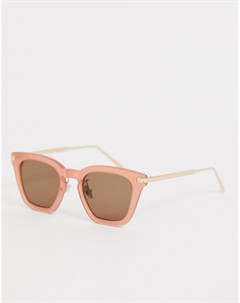 Розовые квадратные солнцезащитные очки Asos white