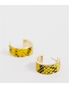 Эксклюзивные серьги кольца с отделкой под змеиную кожу желтого цвета Liars & lovers