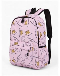 Рюкзак школьный на молнии, с карманами, размер 30×14×43 см, розовый Nobrand