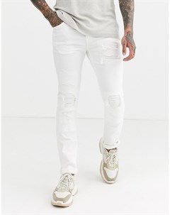 Белые рваные джинсы зауженного кроя rocco True religion