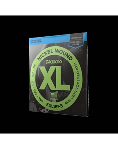Струны для бас-гитар D'Addario EXL165-5 Комплект струн для 5-струнной бас-гитары, никель, 45-135 D`addario