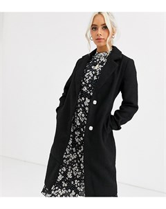 Черное шерстяное пальто с поясом New look petite