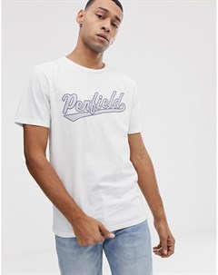 Белая футболка с круглым вырезом и логотипом на груди Mendona Penfield