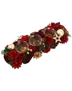 Подсвечник Новогодний 30х30х8см пенопласт, дерево, стекло мультиколор Maxijoy