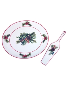 Блюдо для торта Праздник 26см фарфор с лопаткой Most