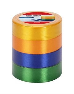 Лента атласная N2 25мм 23м 4шт микс Brauberg