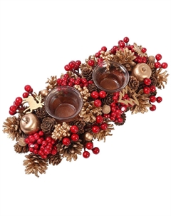 Подсвечник Новогодний 33х16х7,5см пенопласт, дерево, стекло мультиколор Maxijoy