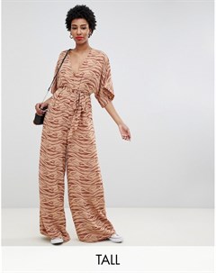 Комбинезон с рукавами кимоно и зебровым принтом Glamorous tall