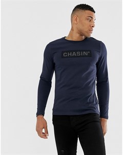 Темно синий лонгслив с логотипом Chasin Darric Chasin'