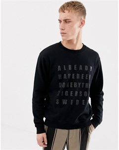 Черный свитер с надписью Tiger of sweden jeans