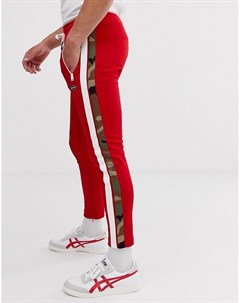 Красные спортивные штаны с камуфляжными полосками по бокам Replay