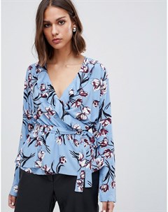 Блузка с перекрутом и цветочным принтом Minimum