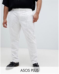 Белые атласные брюки под смокинг с кружевом и пайетками Plus Asos edition