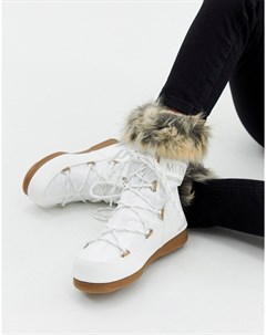 Белые нейлоновые горнолыжные ботинки с искусственным мехом Monaco Moon boot