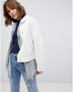 Белая джинсовая куртка со съемным внутренним шарфом Maison scotch