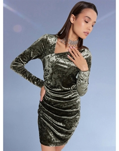 Платье женское новогоднее велюровое зеленое Mark formelle