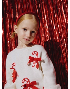 Вязаный джемпер с бантиками для девочек Sela