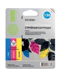 Картридж CS-C9361 №136 для HP DJ 5443/D4163/DJ 6313/PS 2573/C3183/C4183/D5163/1513/1513s, многоцветный Cactus