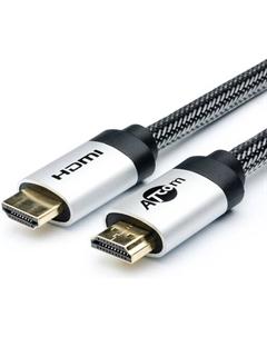 Кабель HDMI AT3781 2м, HIGH speed, Metal gold, в чулке, в пакете Atcom