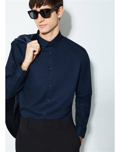 Рубашка из структурной ткани, Синий Ostin