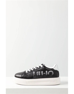 Кеды кожаные с логотипом из пайеток Liu jo