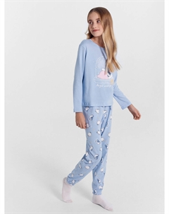 Пижама для девочек голубая с принтом Mark formelle