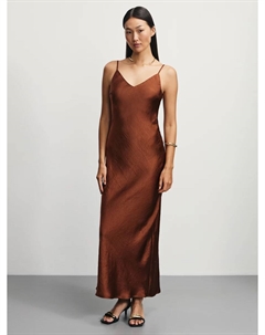 Платье из жатого атласа на бретелях Zarina