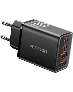Сетевое зарядное устройство VENTION FCHB0-EU, 2xUSB-A, 2xUSB-C, 50Вт, 3A, черный Vention