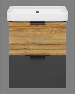 Тумба под раковину Форест 44 см Э-Фор-09050-0219-2Я подвесная, светлое дерево, серая Misty