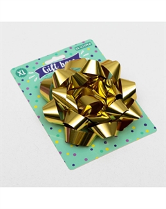 Подарочный бант - звезда № 14, золотой, металлик, для упаковки подарков Upak land