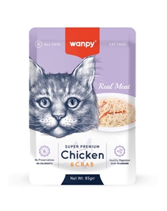 Корм для кошек Cat курица с крабом пауч 85г Wanpy