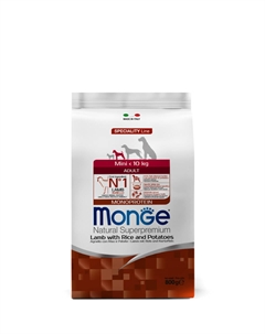 Mini Adult Monoprotein Сухой корм для взрослых собак мелких пород, с ягненком, рисом и картофелем, 800 гр. Monge
