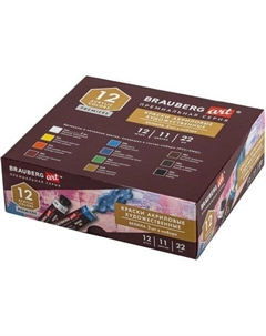 Краски акриловые Art Premiere 191781, глянцевые, 11 цв., туба, 22мл, картонная коробка Brauberg