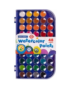 Краски акварельные Premium 191747, 48 цв., без кисти, пластиковая коробка Brauberg