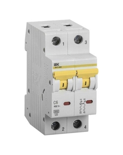 Автоматический выключатель (MVA31-2-006-C) 6A тип C 6кА 2П 400В 2 модуля белый (упак.:1шт) Iek