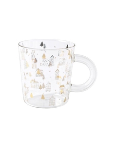 Кружка стеклянная с принтом Домики Anna lafarg