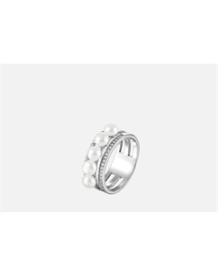 Кольцо серебряное С жемчугом и фианитом 17 мл Juvedel
