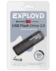 Накопитель USB 2.0 4GB EX-4GB-620-Black 620  чёрный Exployd