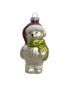 Подвеска Мишка в колпаке 10см стекло шампань Maxijoy