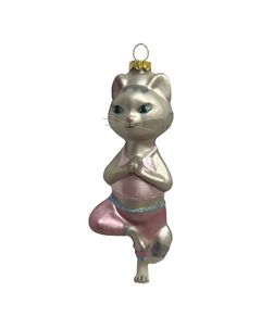 Подвеска Кот йога 13,6см стекло шампань Maxijoy